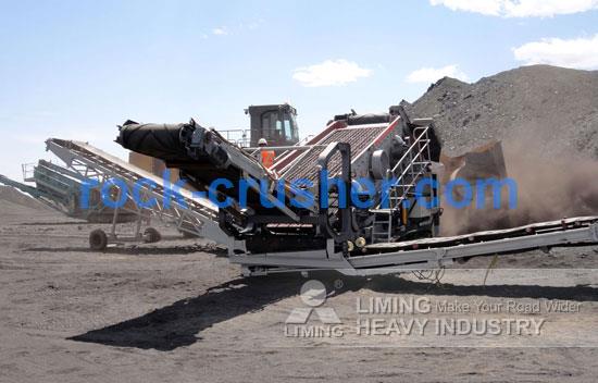 portable rock crusher on the track